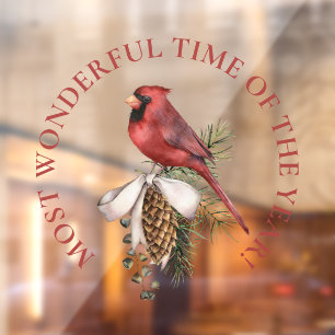 LARGE-Most Wonderful Time, Red Cardinal Christmas