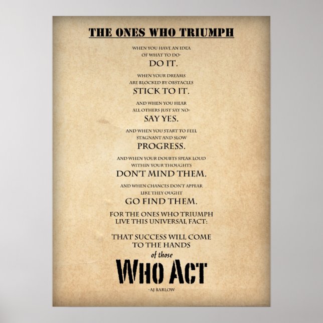 Large Motivational Poster "The Ones Who Triumph" (Front)