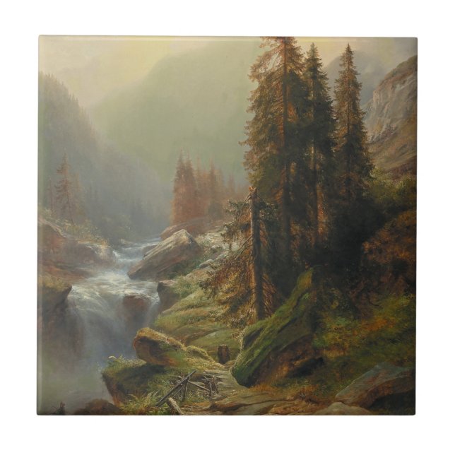Large Mountain Landscape – Albert Zimmermann Ceramic Tile (Front)