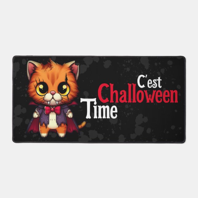 Large Mousepad | ChaLLoWeen Kitty Time Desk Mat (Front)