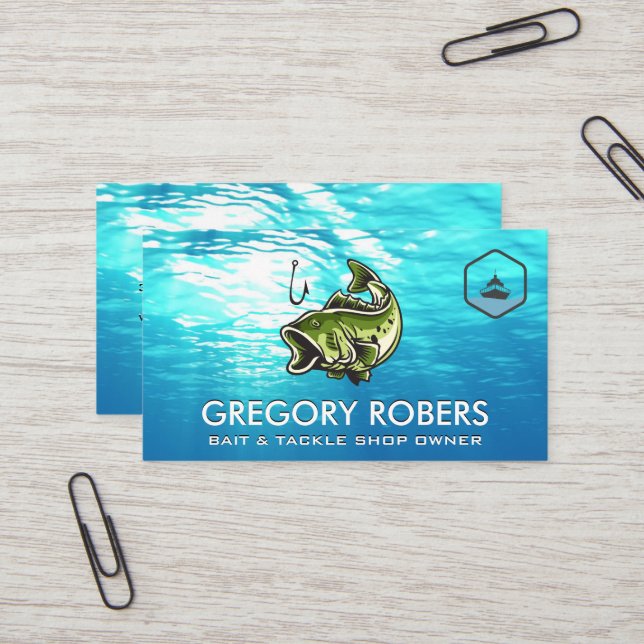 Large Mouth Bass Fish | Ocean Water | Ship Business Card (Front/Back In Situ)