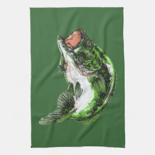 Large mouth Bass Tea Towel