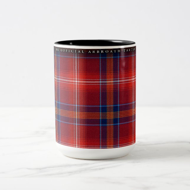 Large Mug - Red Lichtie Tartan - Customisable - (Center)