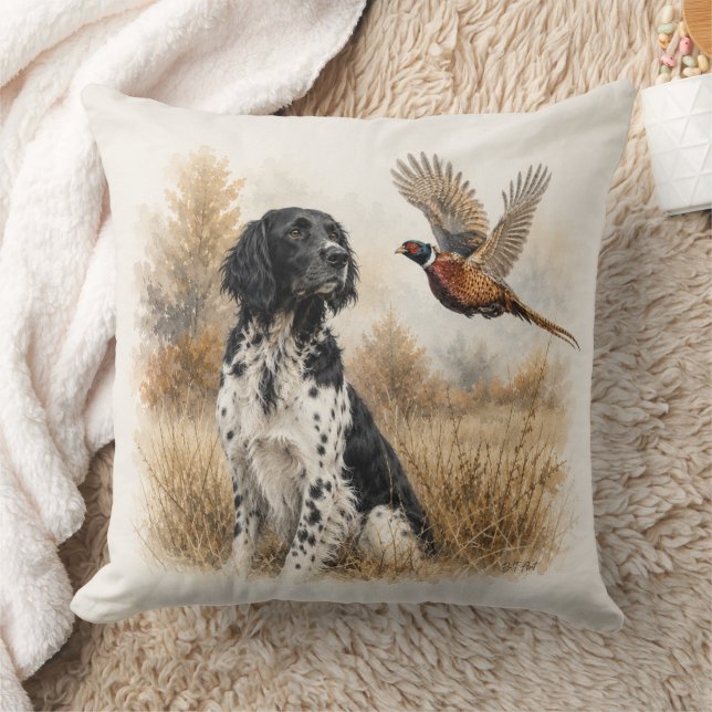 Large Münsterländer with  Pheasant Cushion (Blanket)