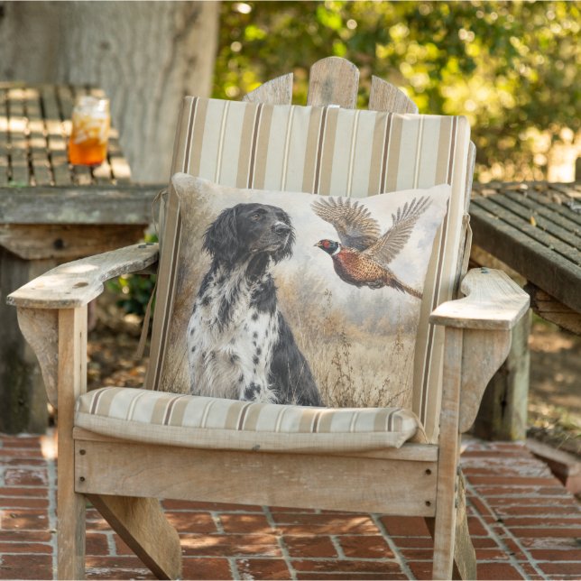Large Münsterländer with  Pheasant Cushion (Chair)