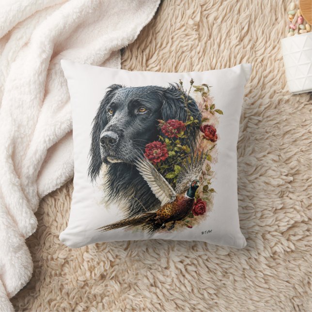 Large Munsterlander with pheasant   Cushion (Blanket)