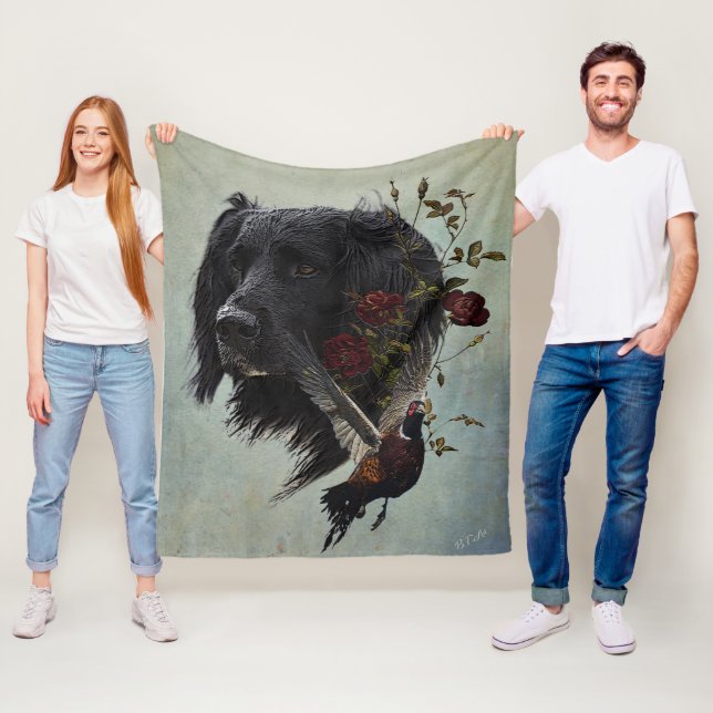 Large Munsterlander with pheasant     Fleece Blanket (In Situ)