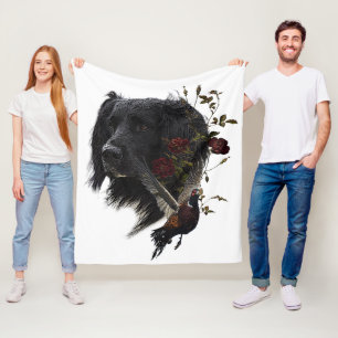 Large Munsterlander with pheasant     Fleece Blanket