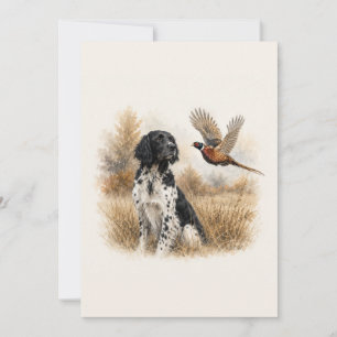 Large Münsterländer with Pheasant Invitation