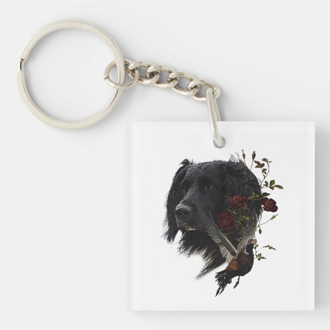 Large Munsterlander with pheasant   Key Ring (Front)