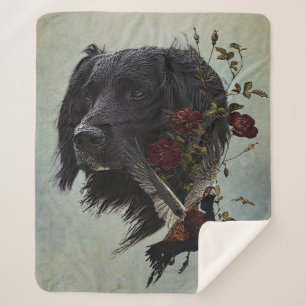 Large Munsterlander with pheasant   Sherpa Blanket