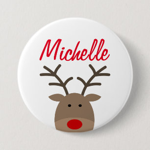 Large name reindeer buttons for Christmas party
