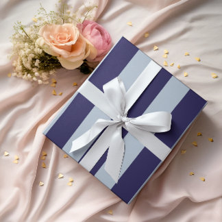 Large Navy and Dusty Blue Vertical Stripes Wrapping Paper