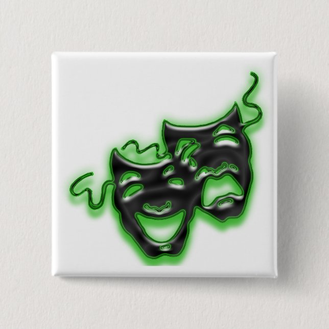 Large Neon Green Masks Square Button (Front)