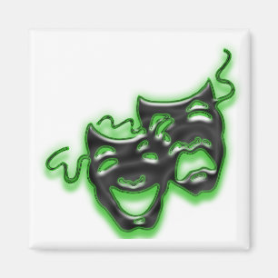 Large Neon Green Masks Square Magnet