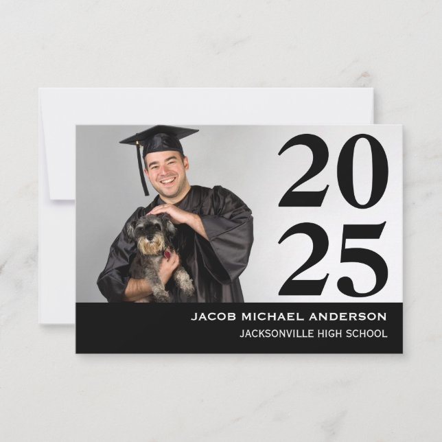 Large Numbers Black  - 3x5 Graduation Announcement (Front)