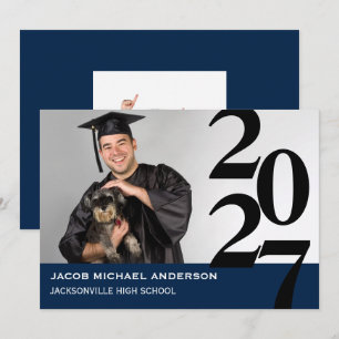 Large Numbers Navy - Graduation Announcement