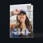 Large Numbers Photo Overlay Happy Birthday Script Card<br><div class="desc">Create your own unique happy birthday wish for a family member or friend with a modern personalised photo and name folded greeting card. The picture and all wording on this template are simple to customise. The colours, font styles and overlay opacity are easy to change with the Zazzle Design Editor...</div>