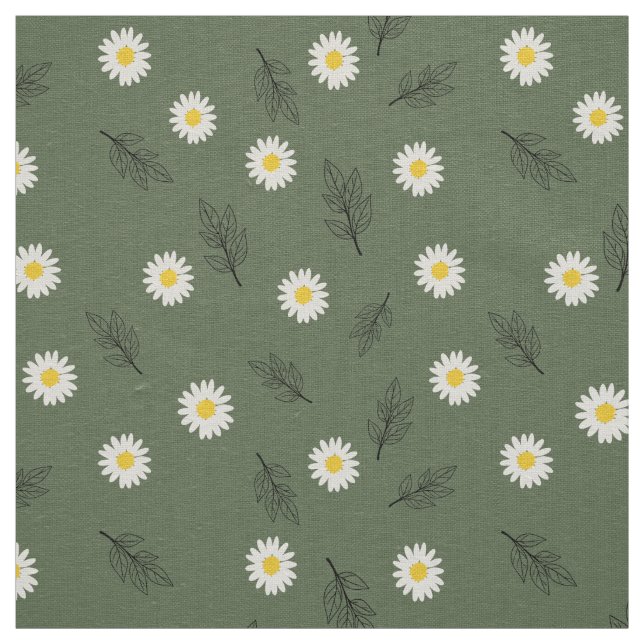 Large Olive Daisy Scatter - Ivory Linen Fabric (Swatch)