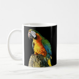 Large Orange and Teal Parrot on a Stump Coffee Mug