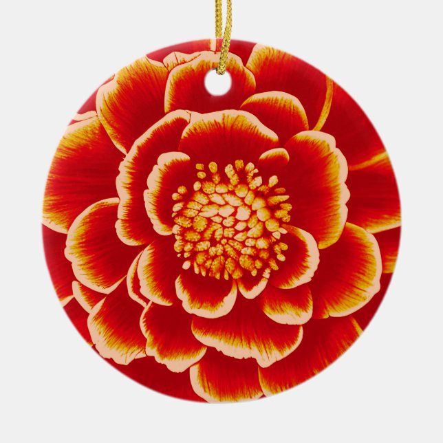 Large Orange Dahlia Flower   Ceramic Ornament (Front)