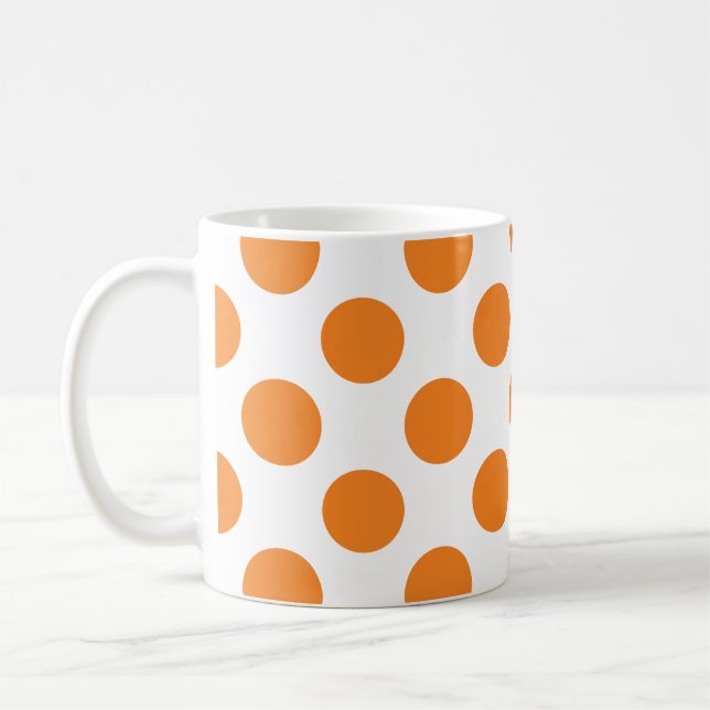 Large Orange Polka Dots Coffee Mug (Left)