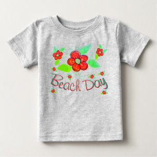 Large Orange Red Flower Bloom Baby T-Shirt