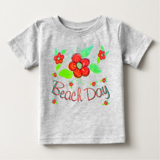 Large Orange Red Flower Bloom Baby T-Shirt