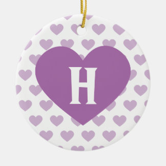 Large Orchid Purple Heart - Monogram Ceramic Ornament