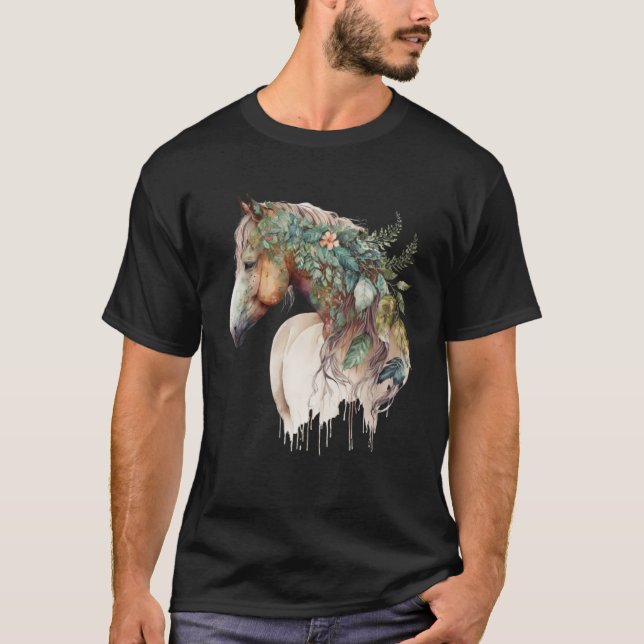 Large Organic Nature Colourful Boho Horse Boho Dec T-Shirt (Front)