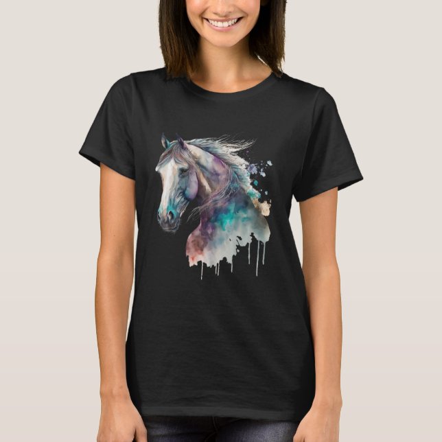 Large Organic Nature Colourful Boho Horse Boho Dec T-Shirt (Front)