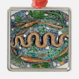 Large oval dish moulded in relief metal ornament