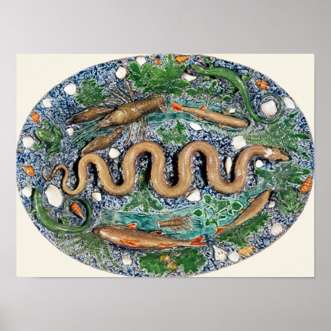 Large oval dish moulded in relief poster (Front)