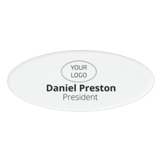 Large Oval Magnetic Name Tag or Pin Custom Logo