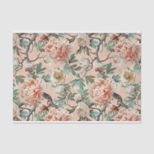 Large Pale Pink and Ivory Peony Branch Pattern Tissue Paper