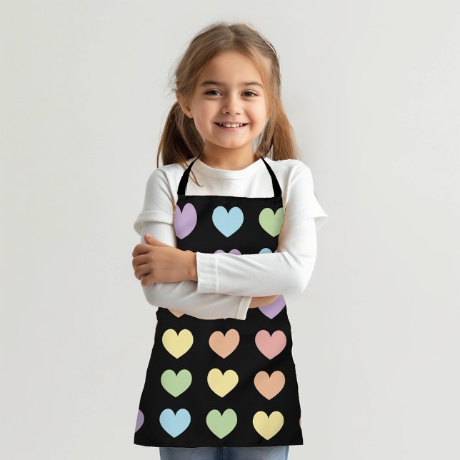 Large Pastel Hearts on Black Apron (Creator Uploaded)