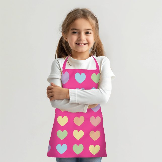 Large Pastel Hearts on Hot Pink Apron (Creator Uploaded)