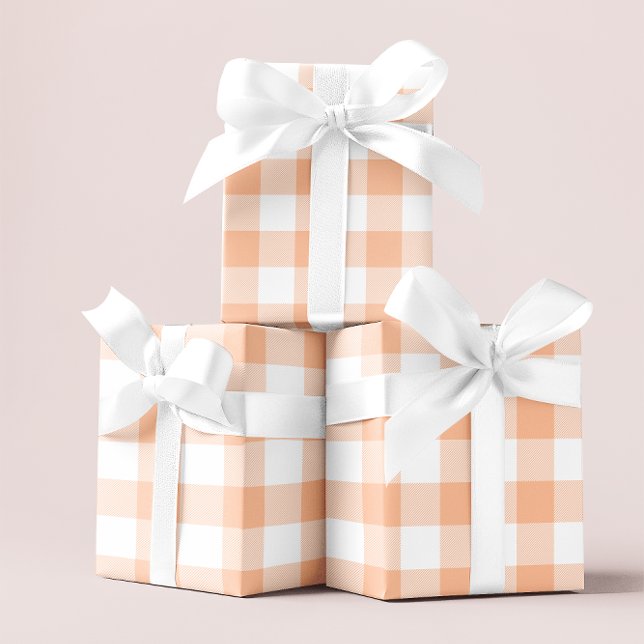Large Pastel Peach and White Gingham Wrapping Paper (Large Pastel Peach and White Gingham Wrapping Paper)