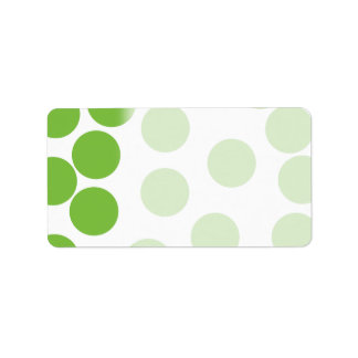 Large Pea Green Dots on White. Label