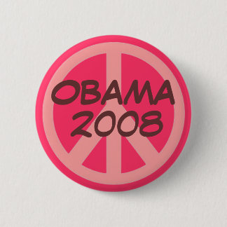 Large Peace Button, OBAMA, 2008 6 Cm Round Badge