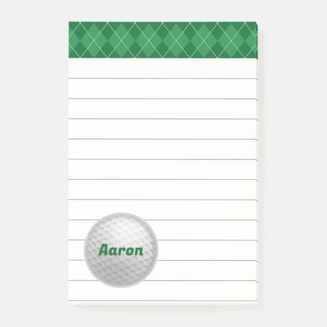Large Personalised Golf Post It Notes Gift (Front)