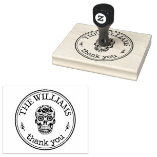 Large Personalised Halloween Sugar Skull Custom Rubber Stamp