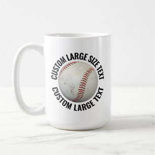 Large Personalised Text Baseball Image 15oz Custom Coffee Mug
