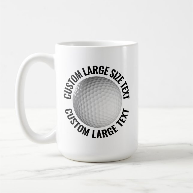 Large Personalised Text Golf Ball 15oz. Custom Coffee Mug (Left)