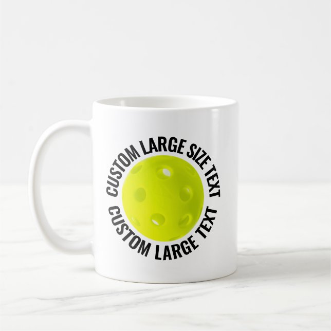 Large Personalised Text Pickleball 11 oz. Custom Coffee Mug (Left)