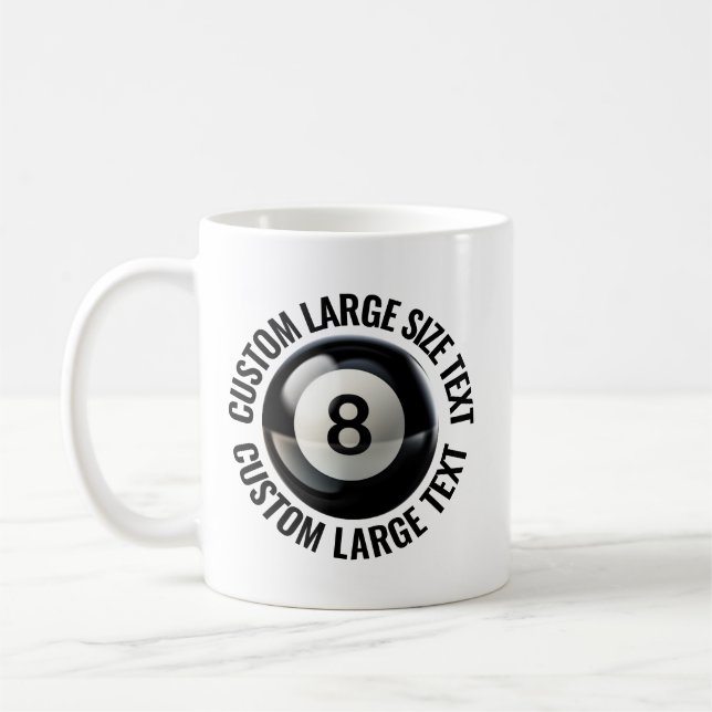 Large Personalised Text Pool 8 Ball 11 oz. Custom Coffee Mug (Left)