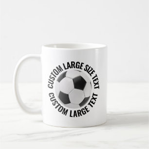 Large Personalised Text Soccer Ball 11 oz. Custom Coffee Mug