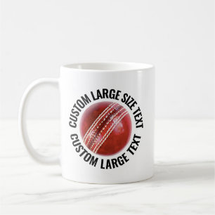 Large Personalized Text Cricket Ball 11 oz. Custom Coffee Mug