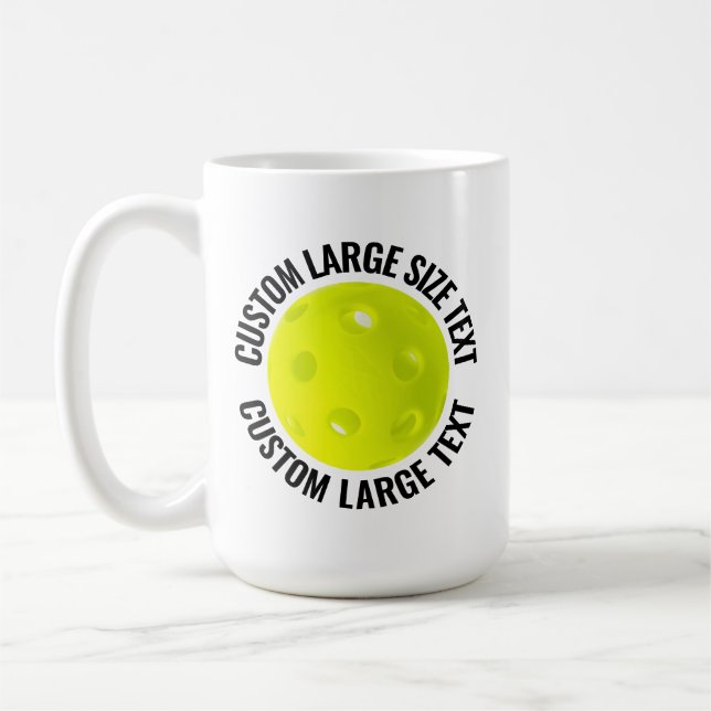 Large Personalized Text Pickleball 15oz. Custom Coffee Mug (Left)