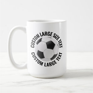 Large Personalized Text Soccer Ball 15oz. Custom Coffee Mug